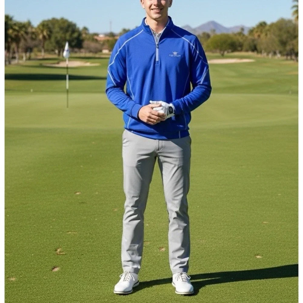 FJ FootJoy Mens 1/4 Zip Large Cimarron Hills Country Club Blue Golf‎ Pullover